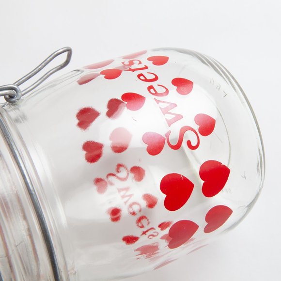 Vintage Hermetic Sweets Candy Stash Jar Hearts Carlton Glass Storage w/ Lid 3/4L - Picture 12 of 16